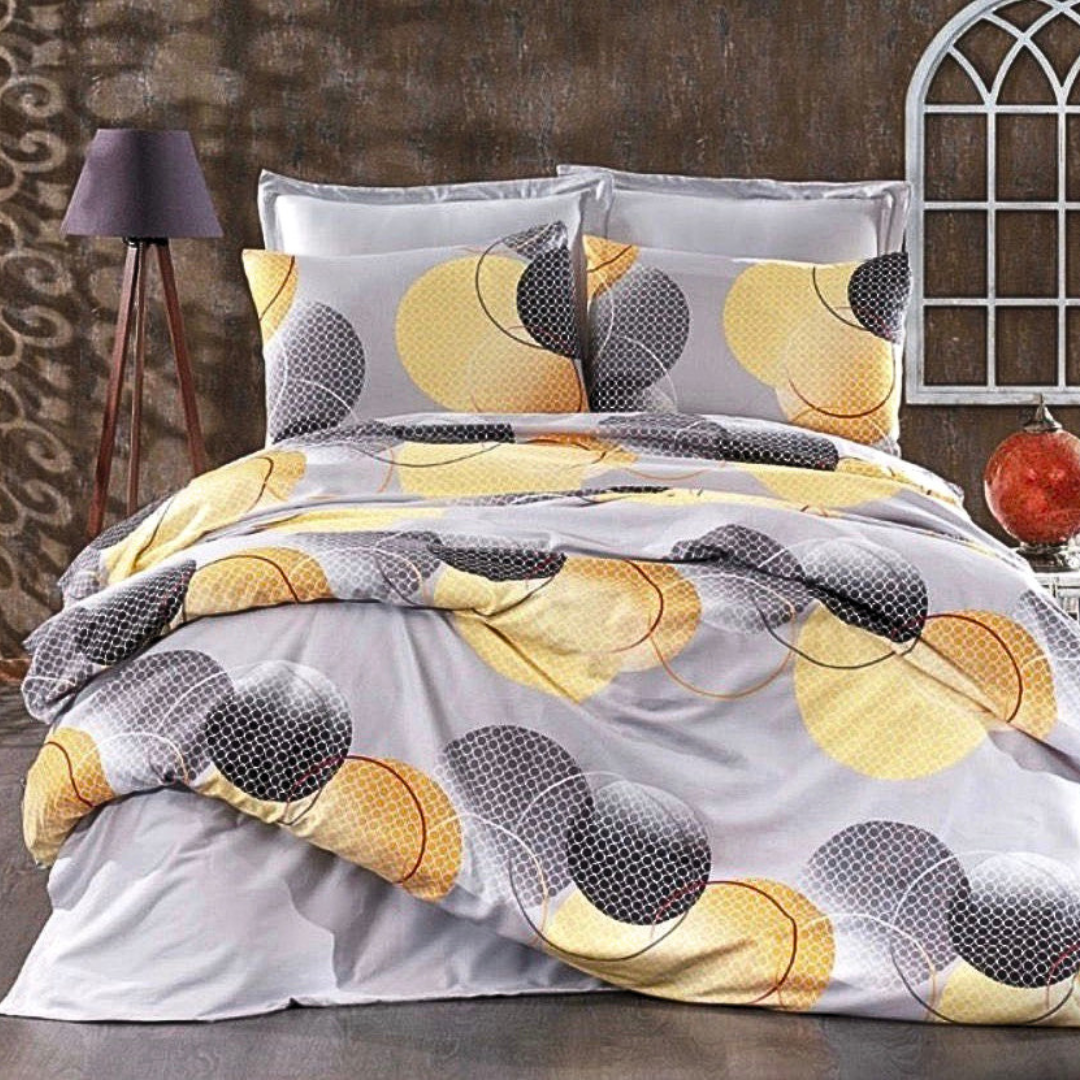 Bavlnene obliecky gule tiahome Povlečení bavlněné Žluté kruhy 200x140cm+90x70cm TiaHome - Obrázek 1